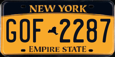 NY license plate GOF2287