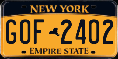NY license plate GOF2402