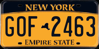 NY license plate GOF2463