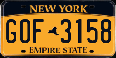 NY license plate GOF3158