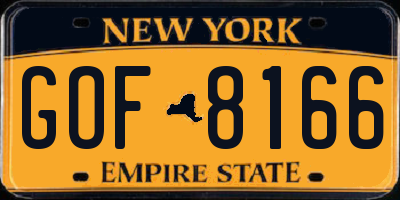 NY license plate GOF8166