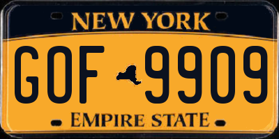 NY license plate GOF9909