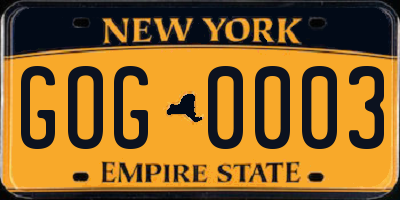 NY license plate GOG0003