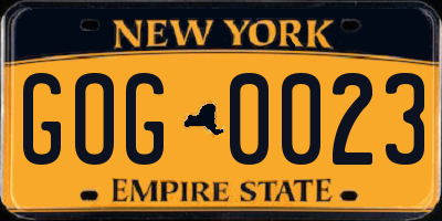 NY license plate GOG0023