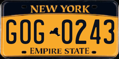 NY license plate GOG0243