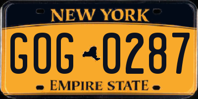 NY license plate GOG0287
