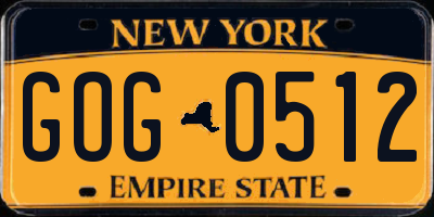 NY license plate GOG0512