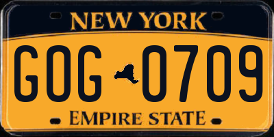 NY license plate GOG0709