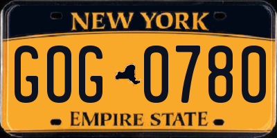 NY license plate GOG0780