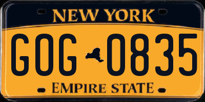 NY license plate GOG0835