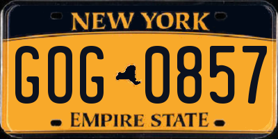 NY license plate GOG0857