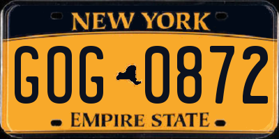 NY license plate GOG0872