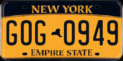 NY license plate GOG0949