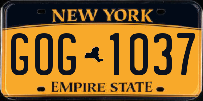 NY license plate GOG1037