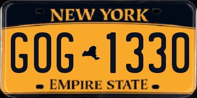 NY license plate GOG1330