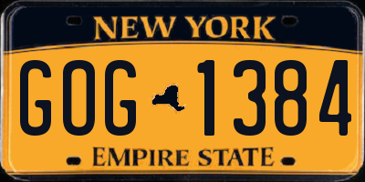 NY license plate GOG1384