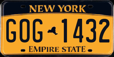 NY license plate GOG1432