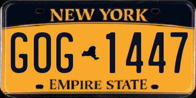 NY license plate GOG1447