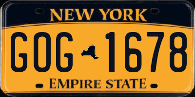 NY license plate GOG1678