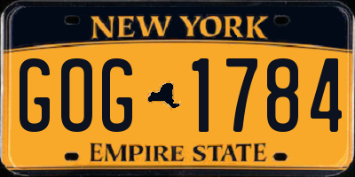 NY license plate GOG1784