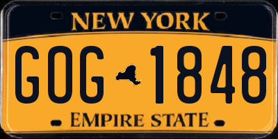 NY license plate GOG1848
