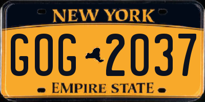 NY license plate GOG2037