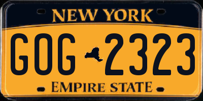 NY license plate GOG2323