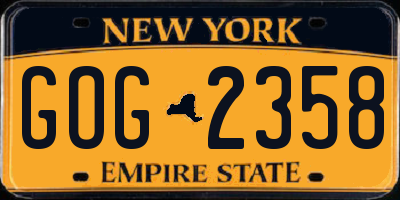 NY license plate GOG2358