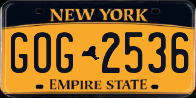 NY license plate GOG2536