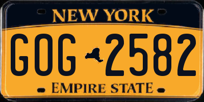 NY license plate GOG2582
