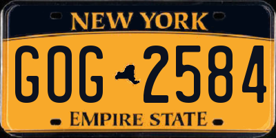 NY license plate GOG2584