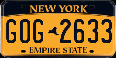 NY license plate GOG2633