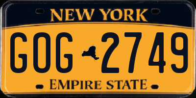 NY license plate GOG2749