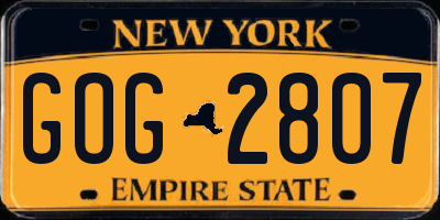 NY license plate GOG2807