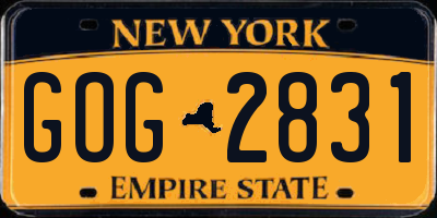 NY license plate GOG2831