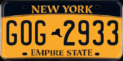 NY license plate GOG2933
