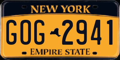 NY license plate GOG2941