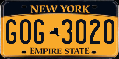 NY license plate GOG3020