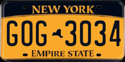 NY license plate GOG3034