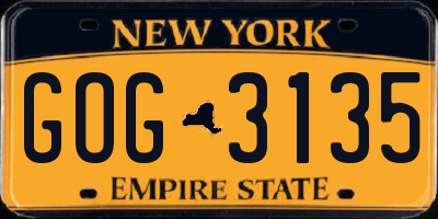 NY license plate GOG3135