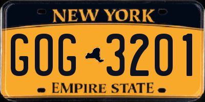 NY license plate GOG3201