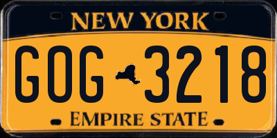 NY license plate GOG3218