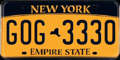 NY license plate GOG3330