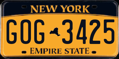 NY license plate GOG3425