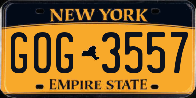 NY license plate GOG3557