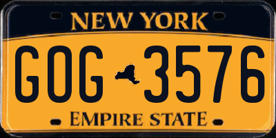 NY license plate GOG3576