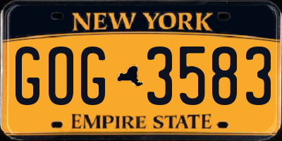 NY license plate GOG3583