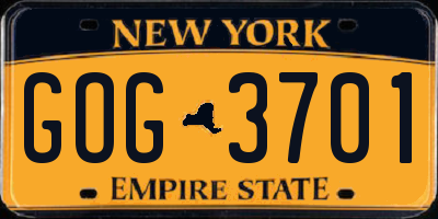 NY license plate GOG3701
