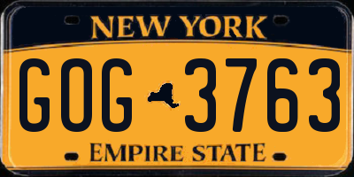 NY license plate GOG3763