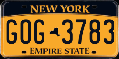 NY license plate GOG3783